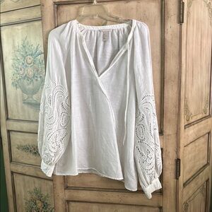 White Embroidered Women's Top